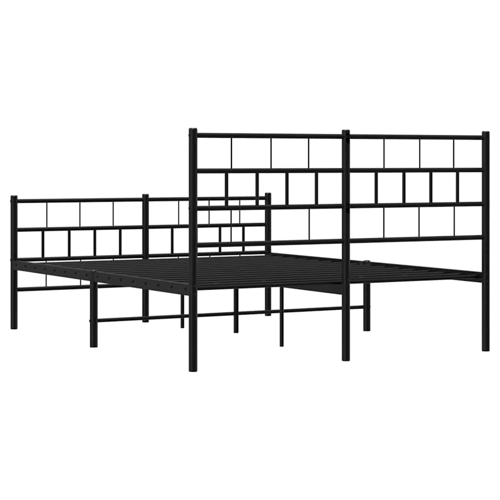 Giroletto con Testiera e Pediera Metallo Nero 135x190 cm | homemem39