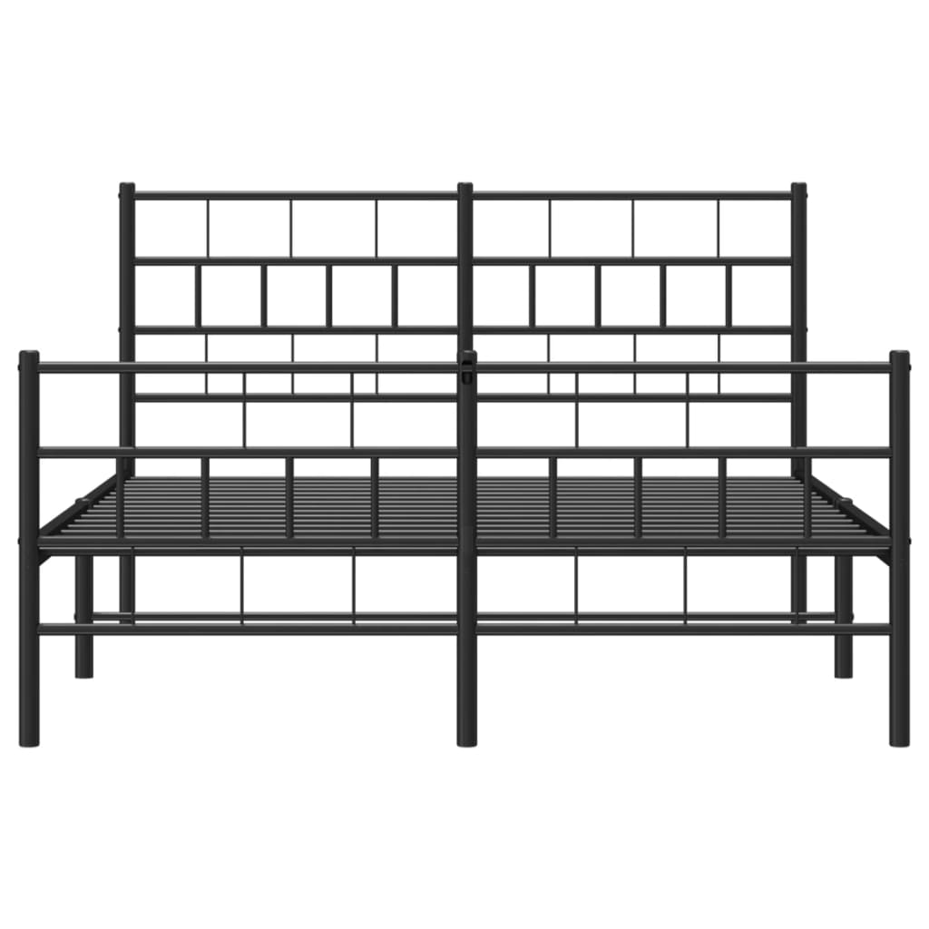 Giroletto con Testiera e Pediera Metallo Nero 140x200 cm | homemem39