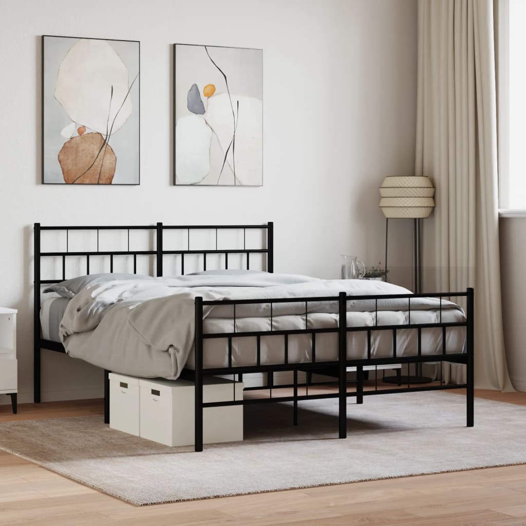 Giroletto con Testiera e Pediera Metallo Nero 140x200 cm | homemem39