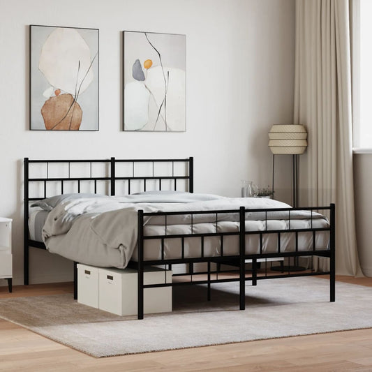 Giroletto con Testiera e Pediera Metallo Nero 140x200 cm | homemem39