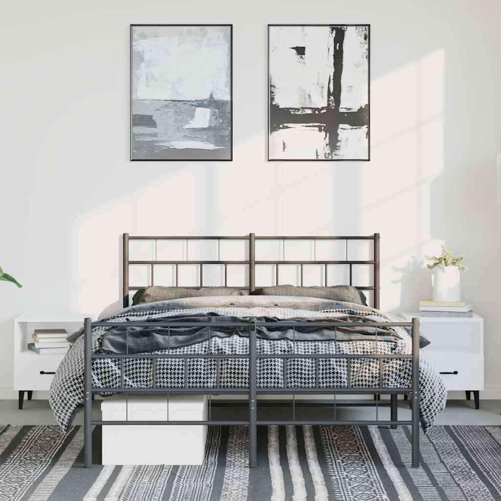 Giroletto con Testiera e Pediera Metallo Nero 150x200 cm