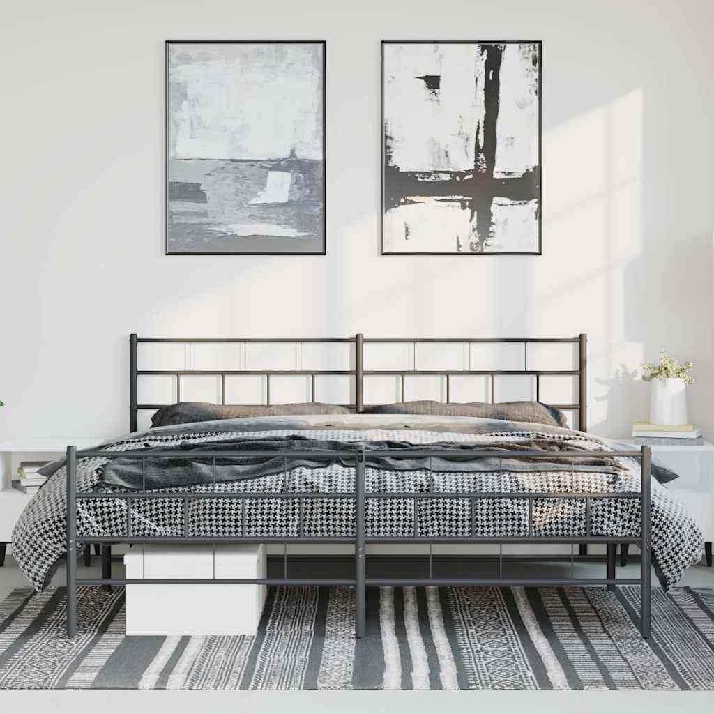 Giroletto con Testiera e Pediera Metallo Nero 193x203 cm