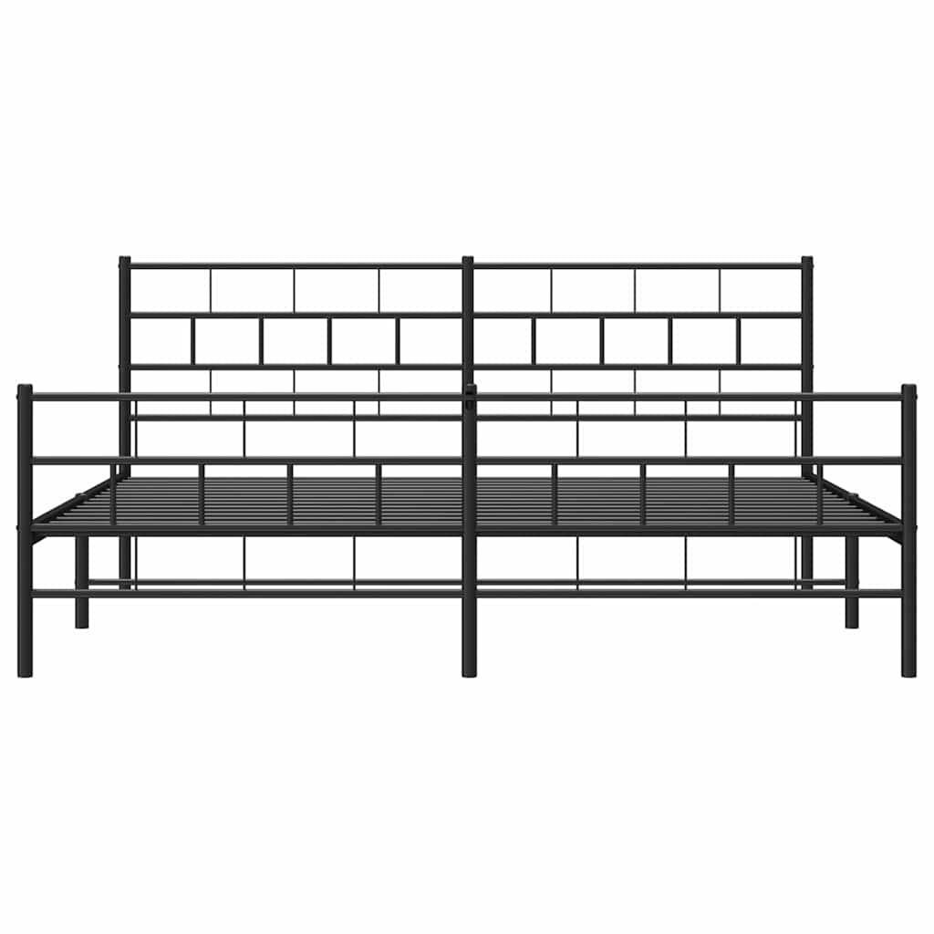 Giroletto con Testiera e Pediera Metallo Nero 193x203 cm