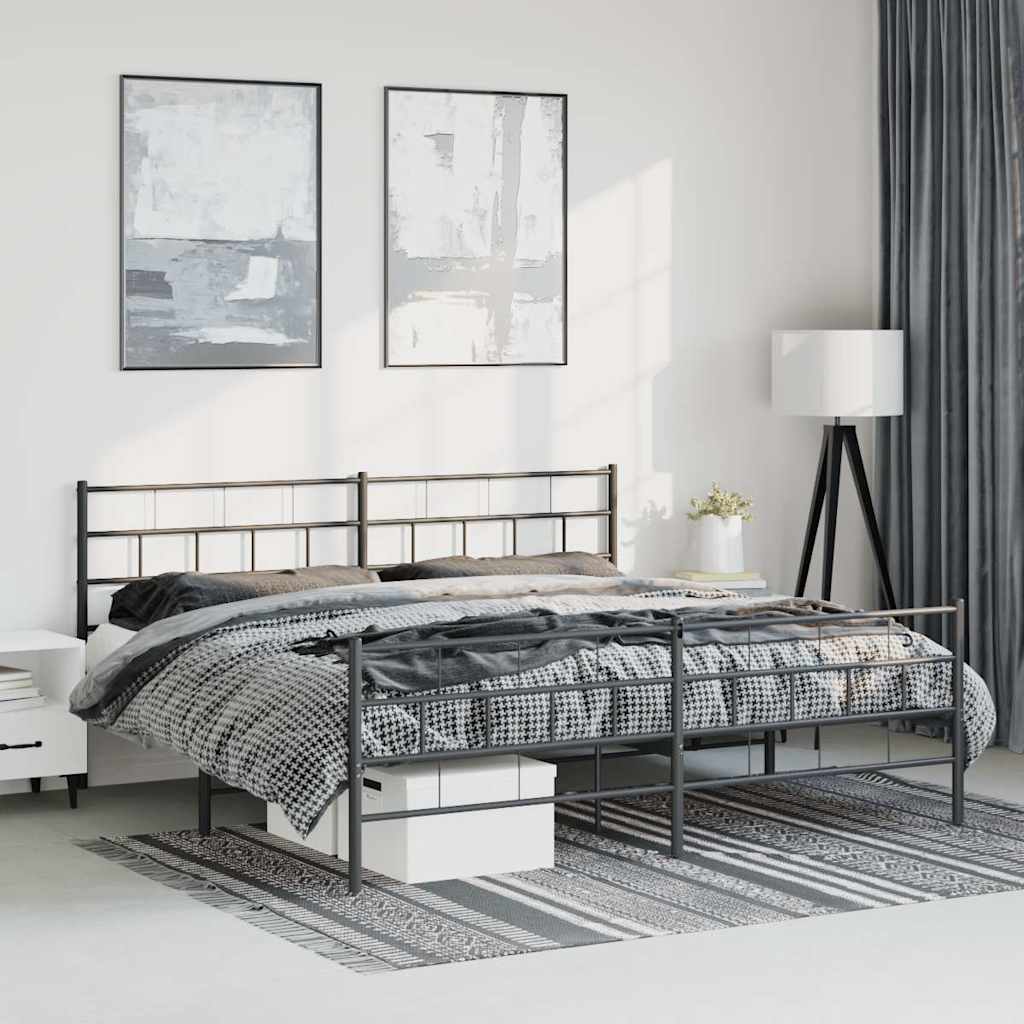 Giroletto con Testiera e Pediera Metallo Nero 193x203 cm