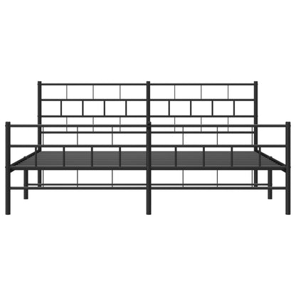 Giroletto con Testiera e Pediera Metallo Nero 200x200 cm - homemem39