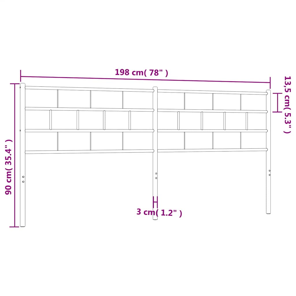 Testiera in Metallo Nero 193 cm - homemem39