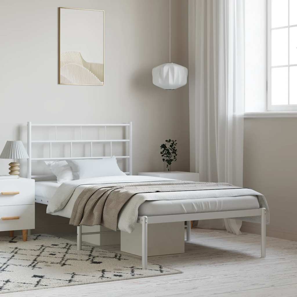 Giroletto con Testiera Metallo Bianco 100x190 cm | homemem39
