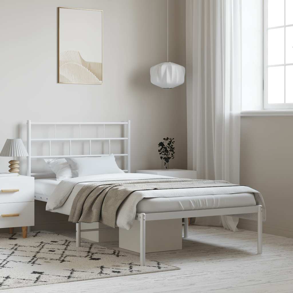 Giroletto con Testiera Metallo Bianco 100x200 cm | homemem39