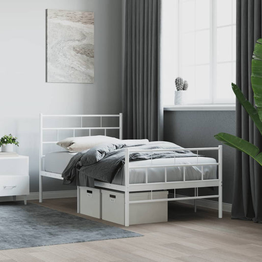 Giroletto con Testiera e Pediera Metallo Bianco 90x200 cm | homemem39