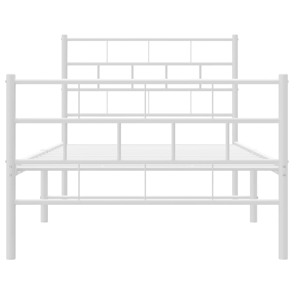 Giroletto con Testiera e Pediera Metallo Bianco 100x190 cm