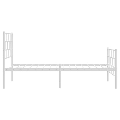 Giroletto con Testiera e Pediera Metallo Bianco 100x190 cm
