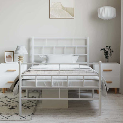 Giroletto con Testiera e Pediera Metallo Bianco 100x200 cm