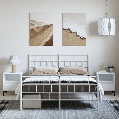 Giroletto con Testiera e Pediera Metallo Bianco 150x200 cm