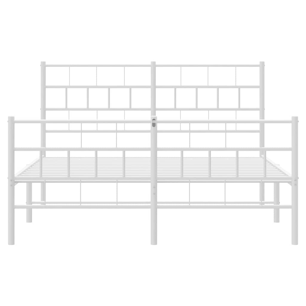 Giroletto con Testiera e Pediera Metallo Bianco 150x200 cm