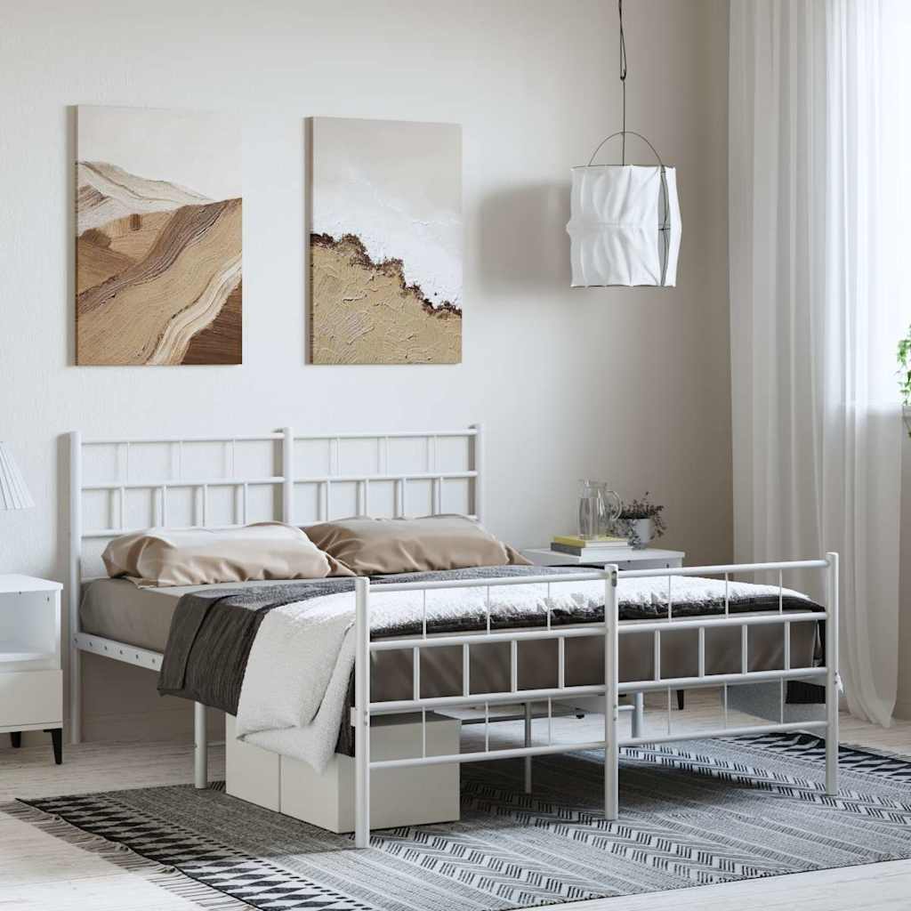 Giroletto con Testiera e Pediera Metallo Bianco 150x200 cm