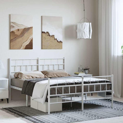Giroletto con Testiera e Pediera Metallo Bianco 150x200 cm