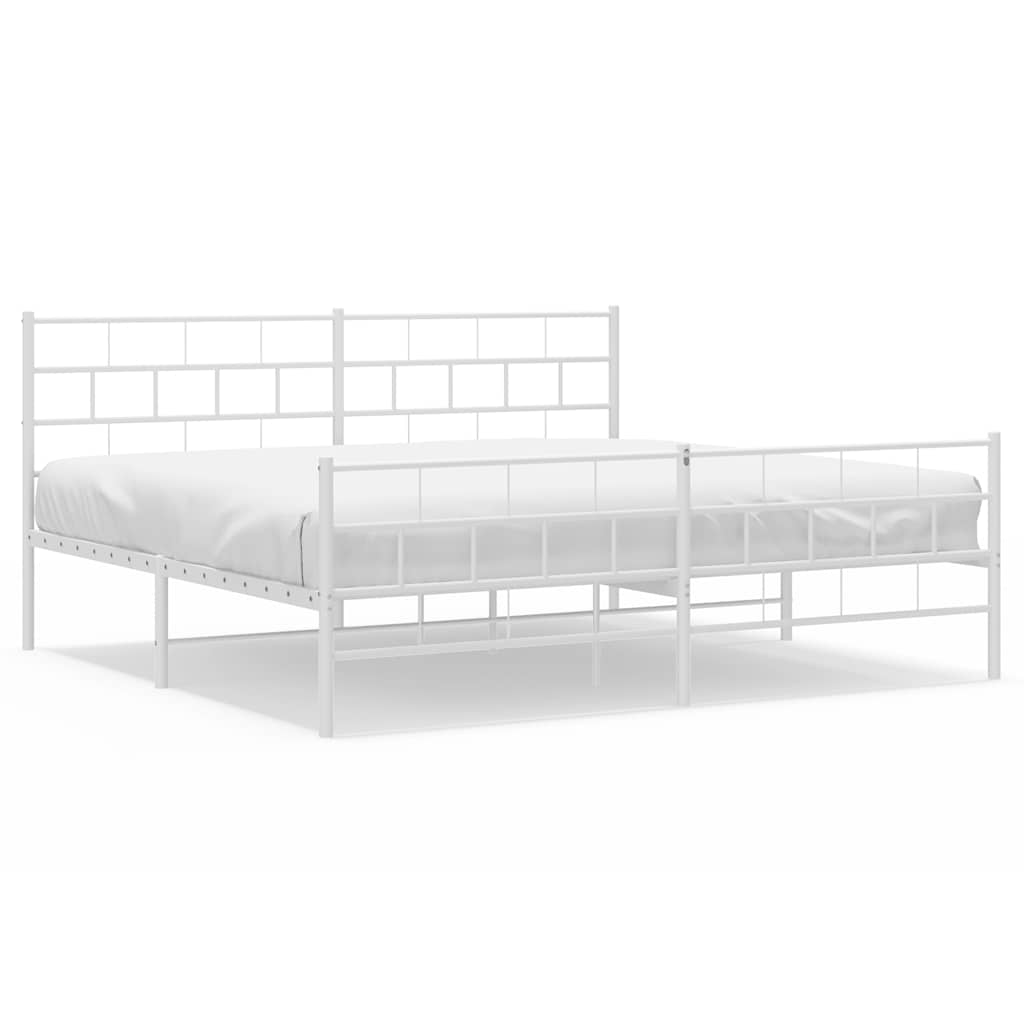Giroletto con Testiera e Pediera Metallo Bianco 193x203 cm | homemem39