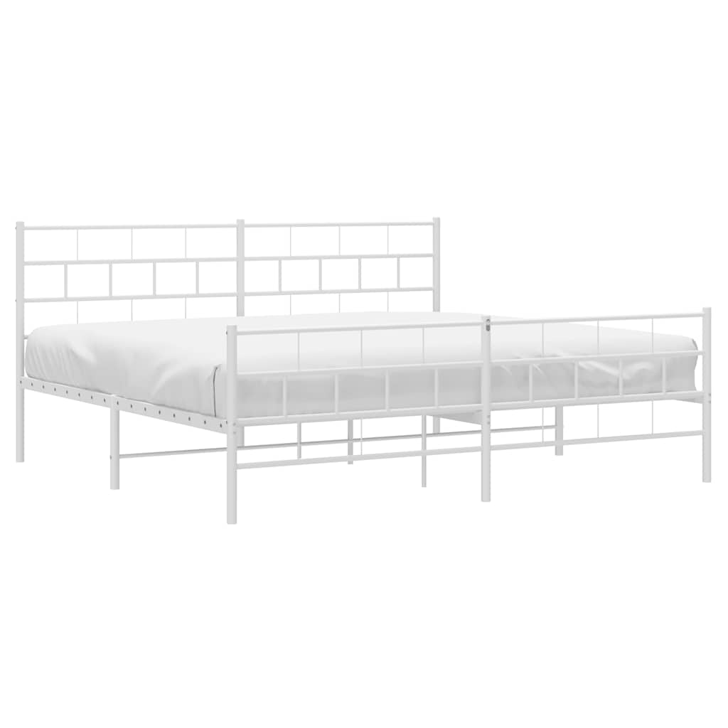 Giroletto con Testiera e Pediera Metallo Bianco 193x203 cm | homemem39