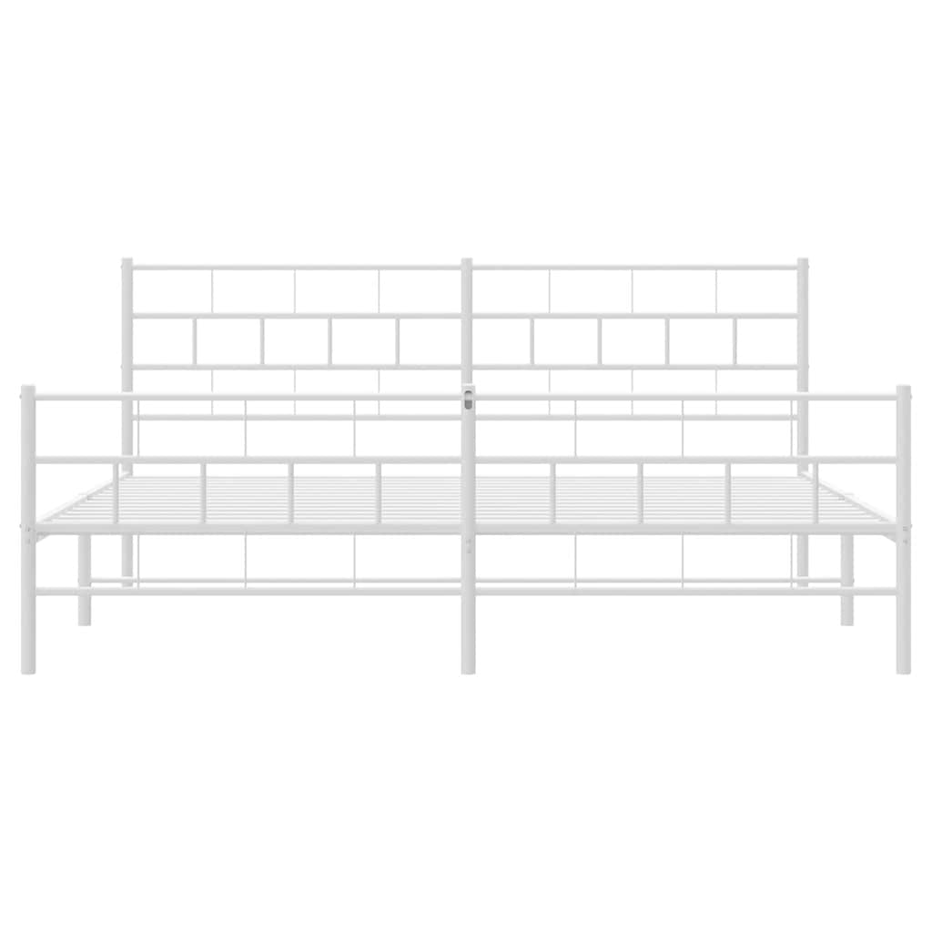 Giroletto con Testiera e Pediera Metallo Bianco 193x203 cm | homemem39