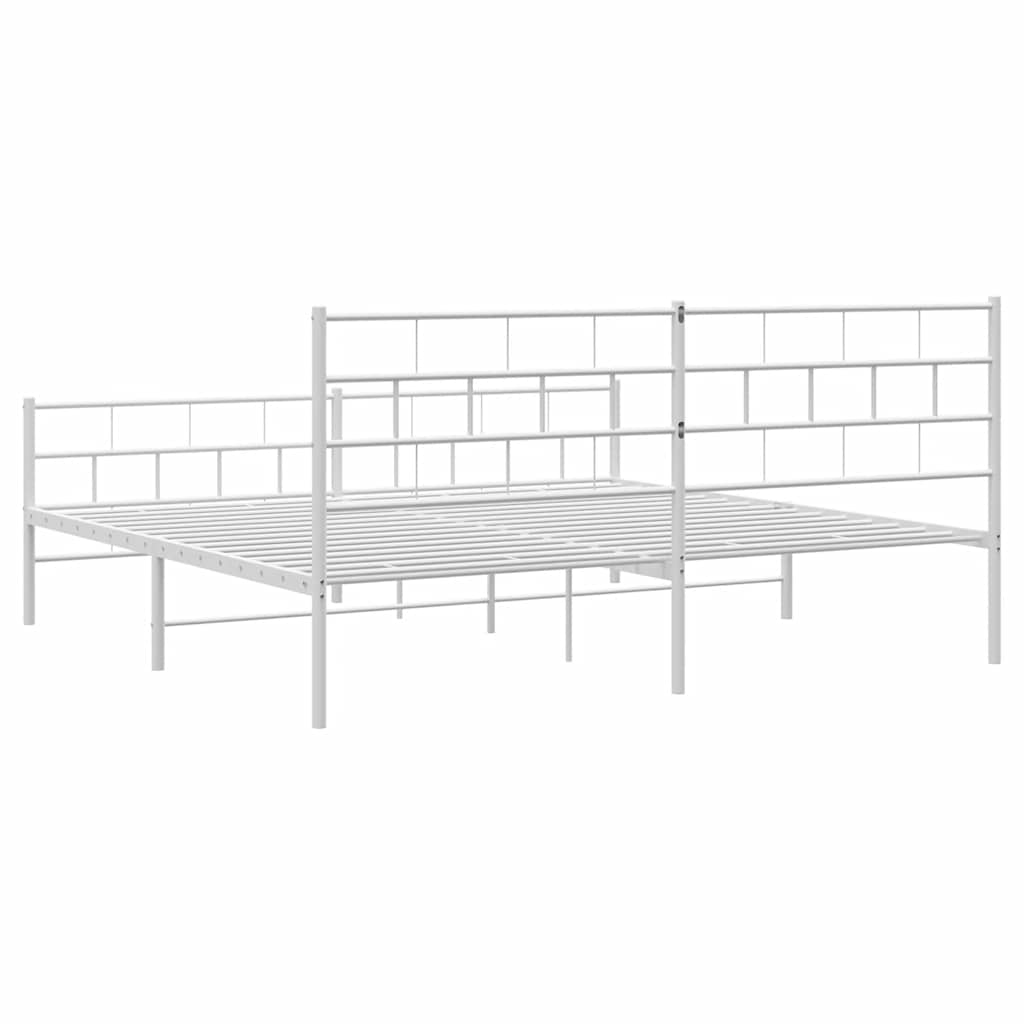 Giroletto con Testiera e Pediera Metallo Bianco 193x203 cm | homemem39