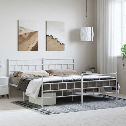 Giroletto con Testiera e Pediera Metallo Bianco 193x203 cm | homemem39