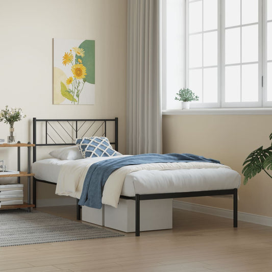 Giroletto con Testiera in Metallo Nero 75x190 cm | homemem39