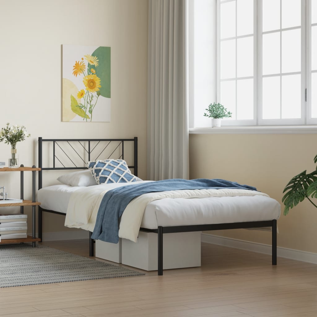 Giroletto con Testiera in Metallo Nero 80x200 cm | homemem39