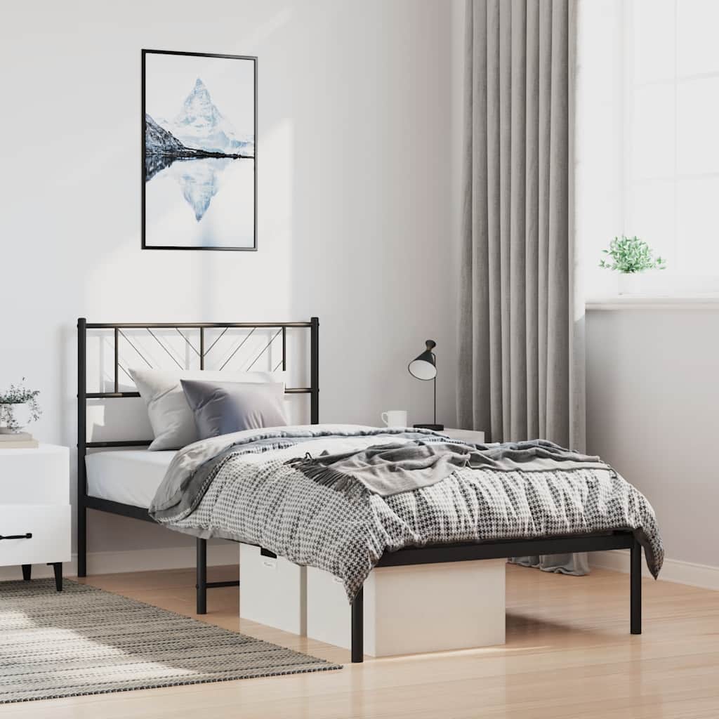 Giroletto con Testiera in Metallo Nero 100x190 cm | homemem39
