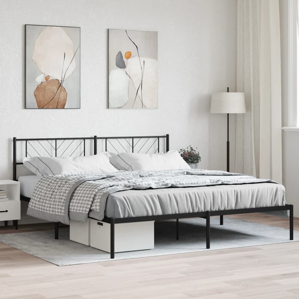 Giroletto con Testiera in Metallo Nero 180x200 cm | homemem39