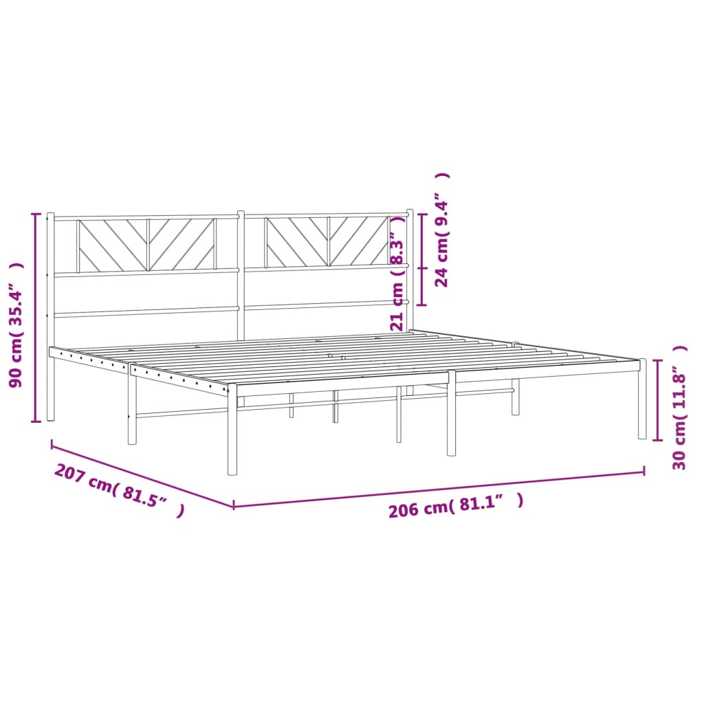 Giroletto con Testiera in Metallo Nero 200x200 cm | homemem39