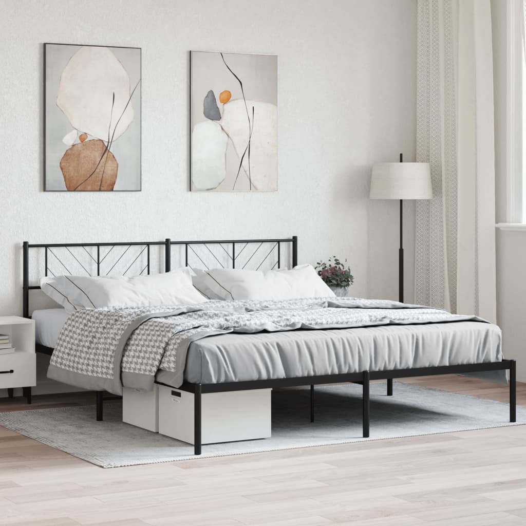 Giroletto con Testiera in Metallo Nero 200x200 cm | homemem39