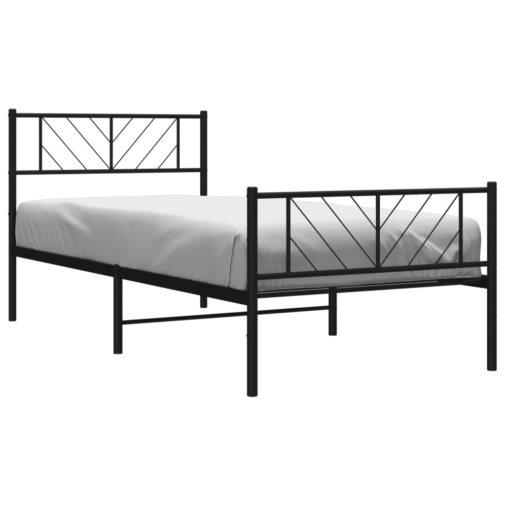 Giroletto con Testiera e Pediera Metallo Nero 90x190 cm | homemem39