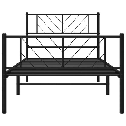 Giroletto con Testiera e Pediera Metallo Nero 90x190 cm | homemem39