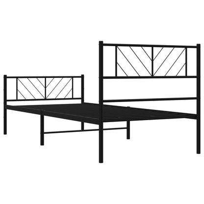 Giroletto con Testiera e Pediera Metallo Nero 90x190 cm | homemem39
