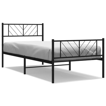 Giroletto con Testiera e Pediera Metallo Nero 100x200 cm | homemem39