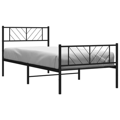 Giroletto con Testiera e Pediera Metallo Nero 100x200 cm | homemem39