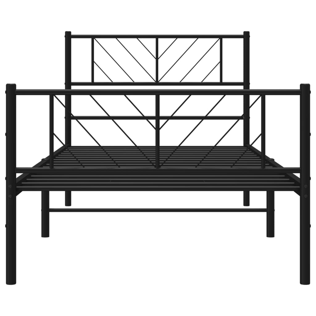 Giroletto con Testiera e Pediera Metallo Nero 100x200 cm | homemem39