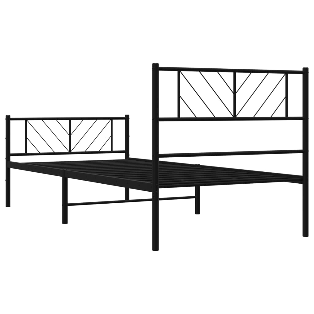 Giroletto con Testiera e Pediera Metallo Nero 100x200 cm | homemem39