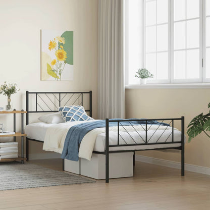 Giroletto con Testiera e Pediera Metallo Nero 100x200 cm | homemem39