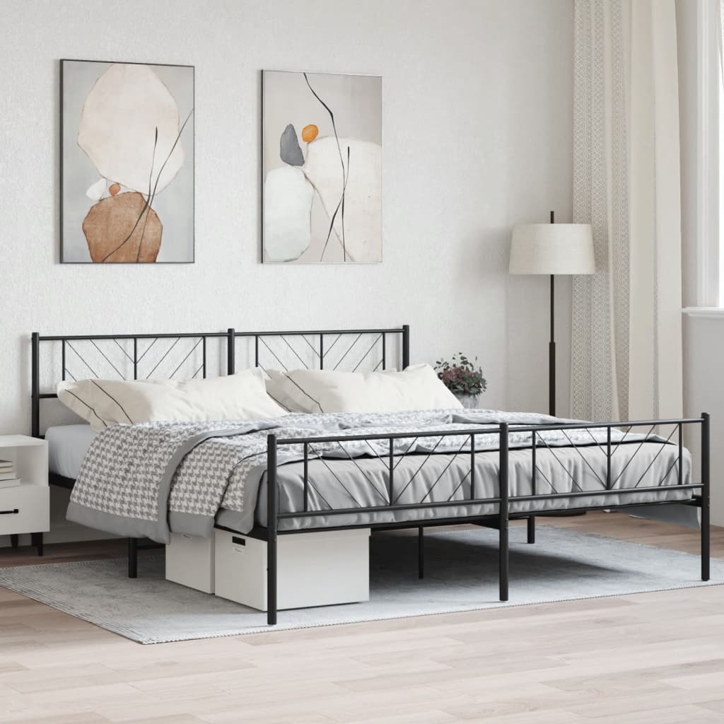 Giroletto senza Materaso con Pediera in Metallo Nero 180x200 cm | homemem39
