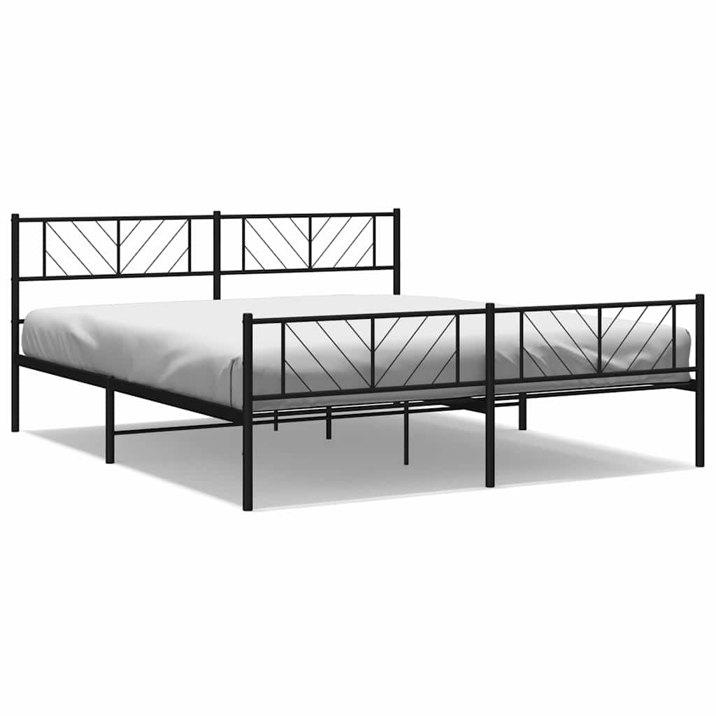Giroletto con Testiera e Pediera Metallo Nero 183x213 cm | homemem39