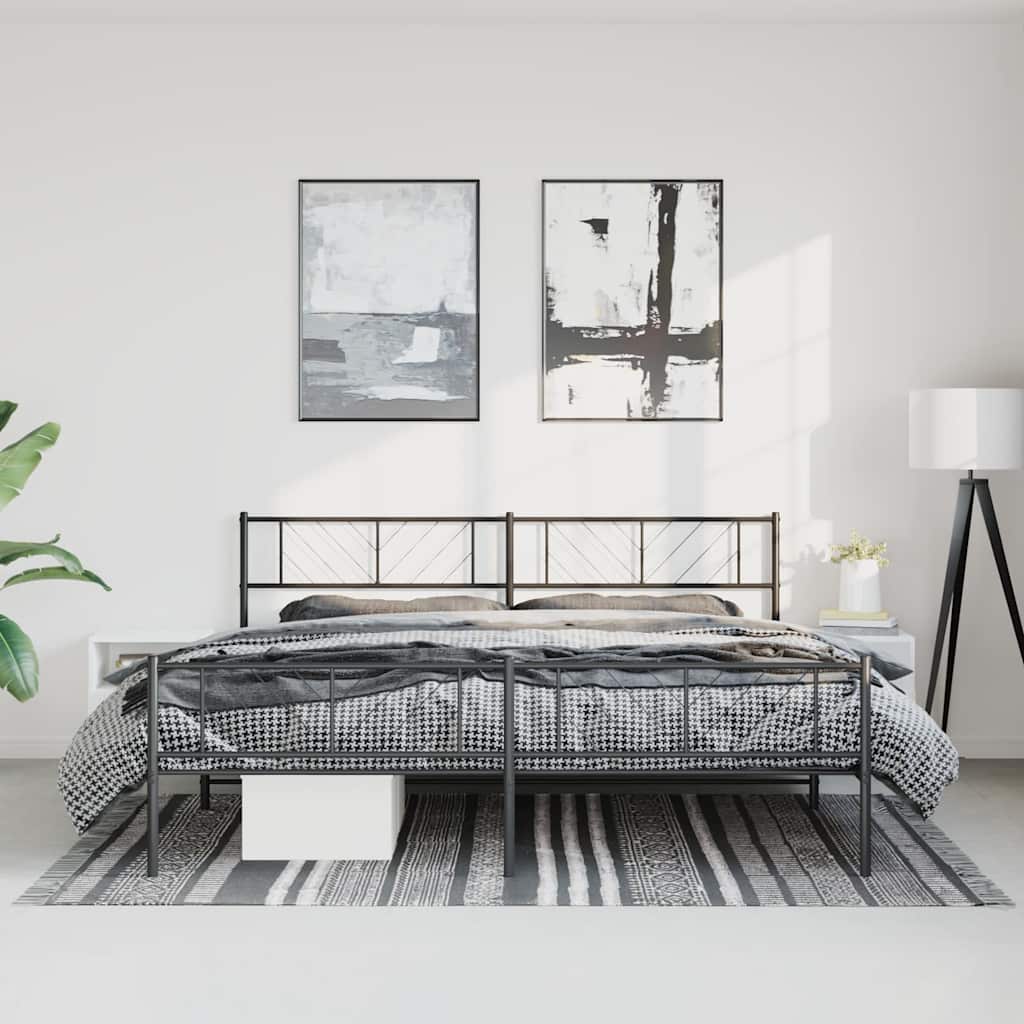 Giroletto con Testiera e Pediera Metallo Nero 183x213 cm | homemem39