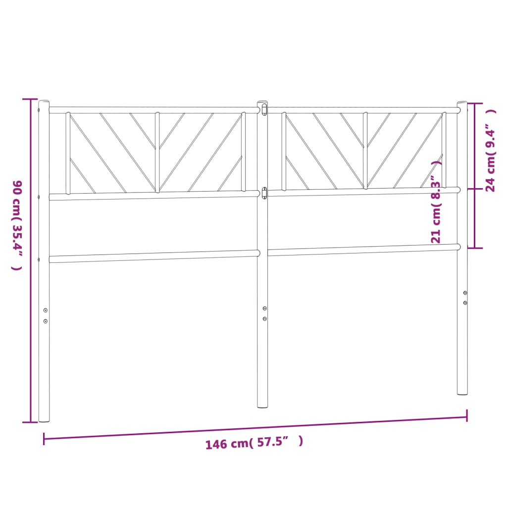 Testiera in Metallo Nero 140 cm