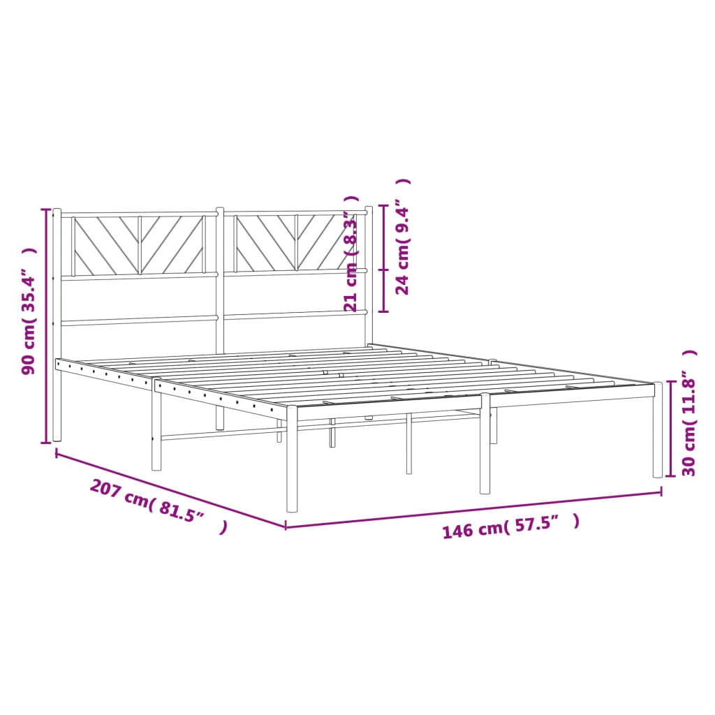 Giroletto con Testiera Metallo Bianco 140x200 cm | homemem39