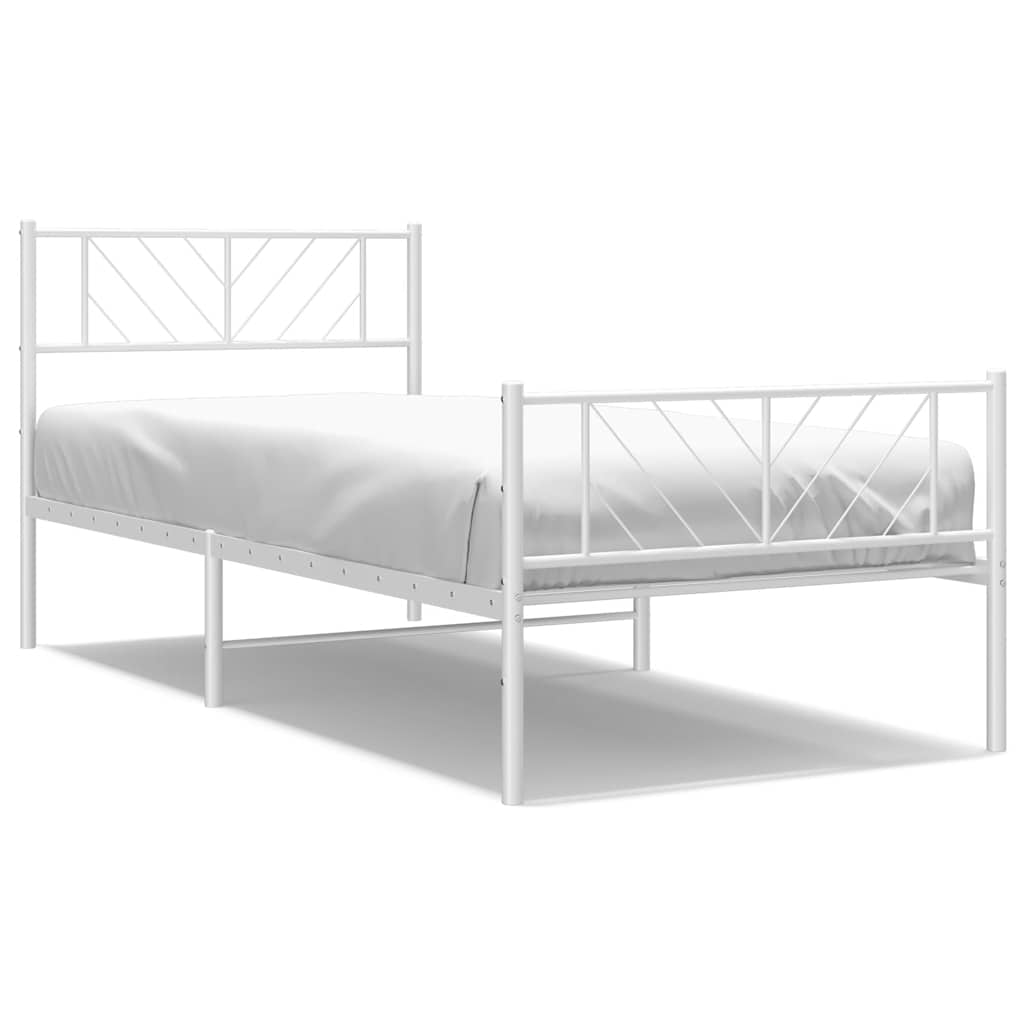 Giroletto con Testiera e Pediera Metallo Bianco 100x190 cm | homemem39