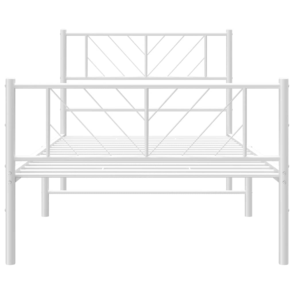 Giroletto con Testiera e Pediera Metallo Bianco 100x190 cm | homemem39