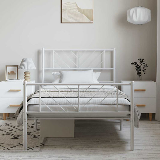 Giroletto con Testiera e Pediera Metallo Bianco 100x190 cm | homemem39