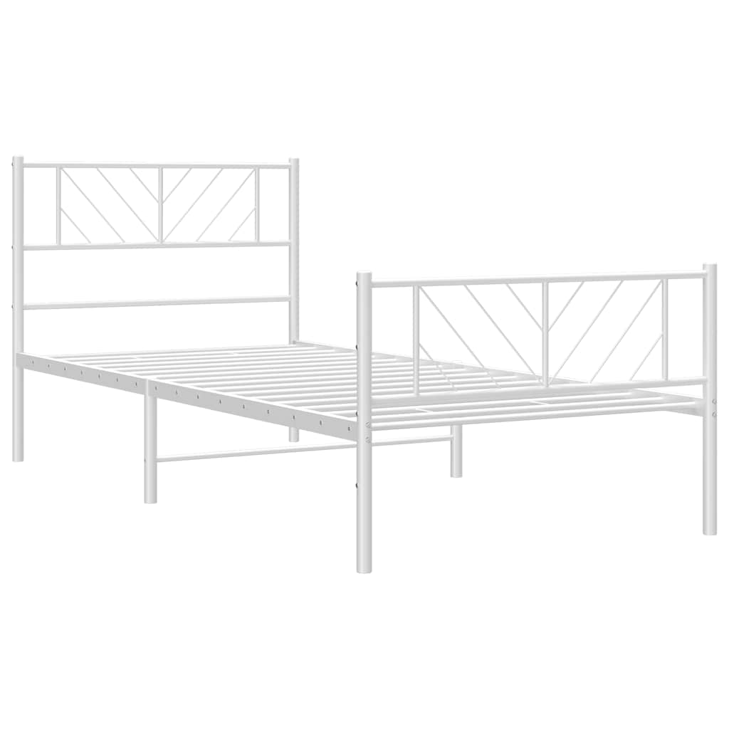 Giroletto con Testiera e Pediera Metallo Bianco 100x200 cm | homemem39