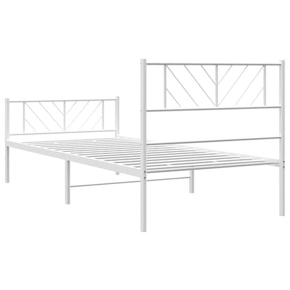 Giroletto con Testiera e Pediera Metallo Bianco 100x200 cm | homemem39