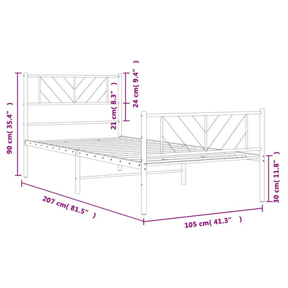 Giroletto con Testiera e Pediera Metallo Bianco 100x200 cm | homemem39